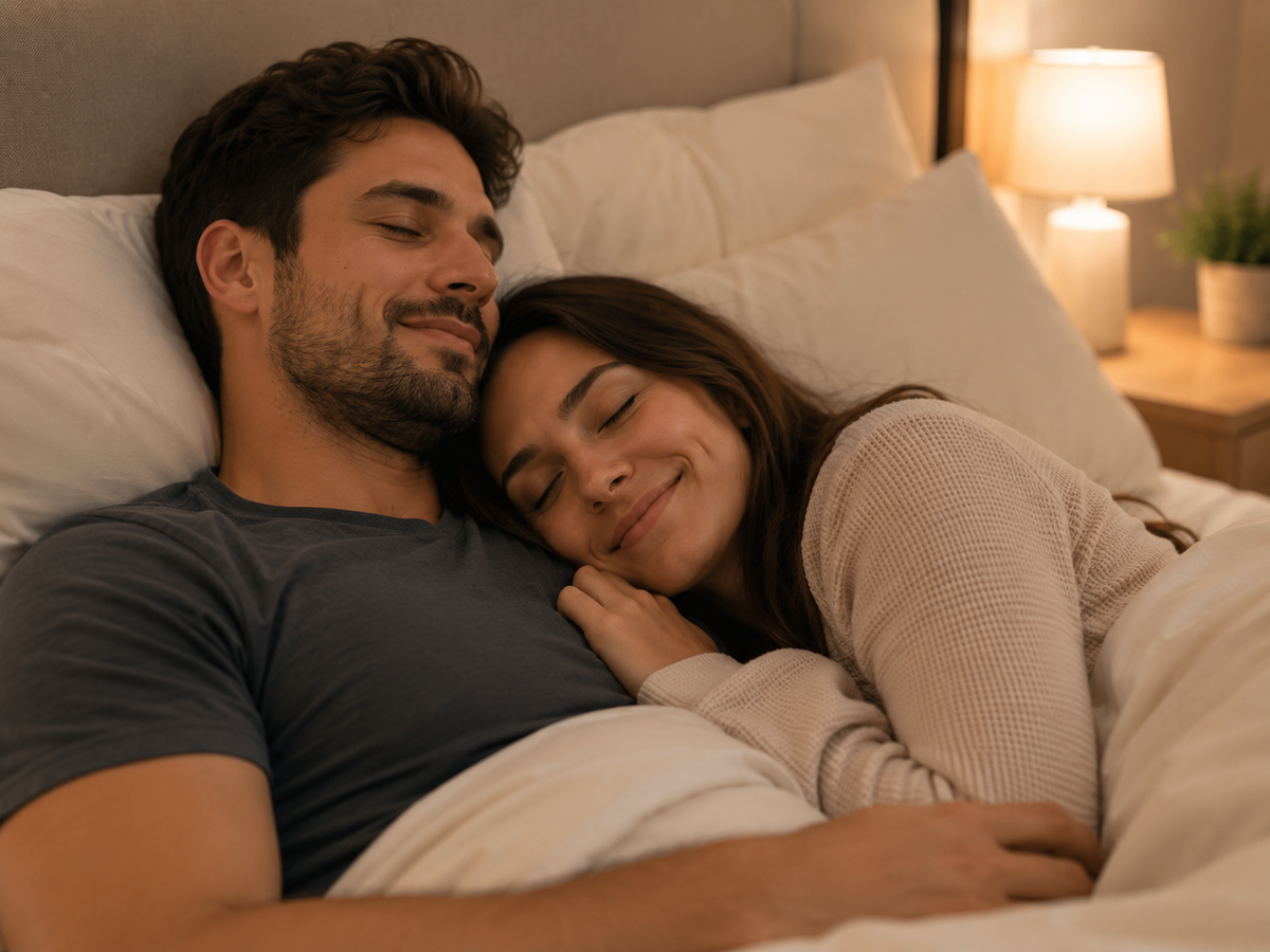 Couple sleeping peacefully together