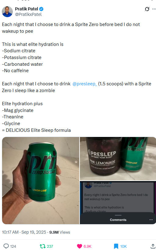 Tweet about Sprite Zero and PreSleep